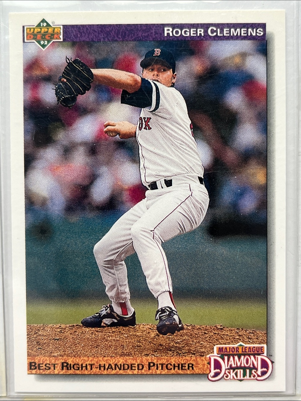 1992 Upper Deck Roger Clemens. Diamond Skills Best Right Handed Pitcher.
